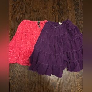 Mini Boden Pink and Purple Tiered Corduroy Skirts